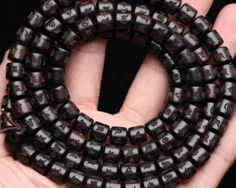 Ebony Mantra Beads, Barrel, Dark Brown, Meditation, 8mm, Pack of 10