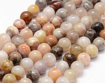 Perle agate bambou,naturelle,d'Australie ,8 mm,lot de 10