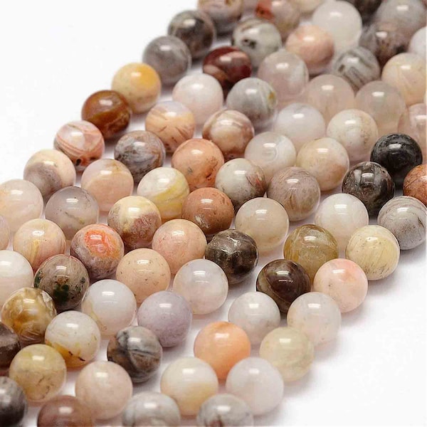 Perle agate bambou,naturelle,d'Australie ,8 mm,lot de 10