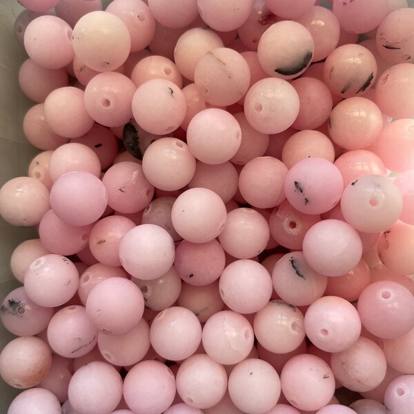 Pearl jasper cherry blossom, natural, matte, frosted, 10mm, round, lot of 10 pearls