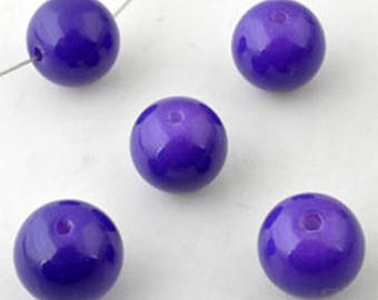 Perles verre violet,ronde,10mm trou: 1,5mm,lot de 20