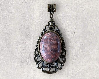 Pendentif cabochon en jaspe du Brésil,6cm de long