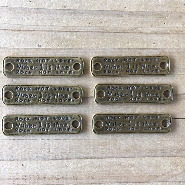 Breloque Connecteur,message,métal bronze,28mm x 6.6mm,lot de 38 Pcs