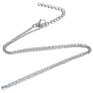 80 cm chain in 304 stainless steel, silver, sold individually