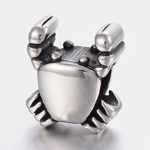 Stainless steel spacer bead, crab, set of 2