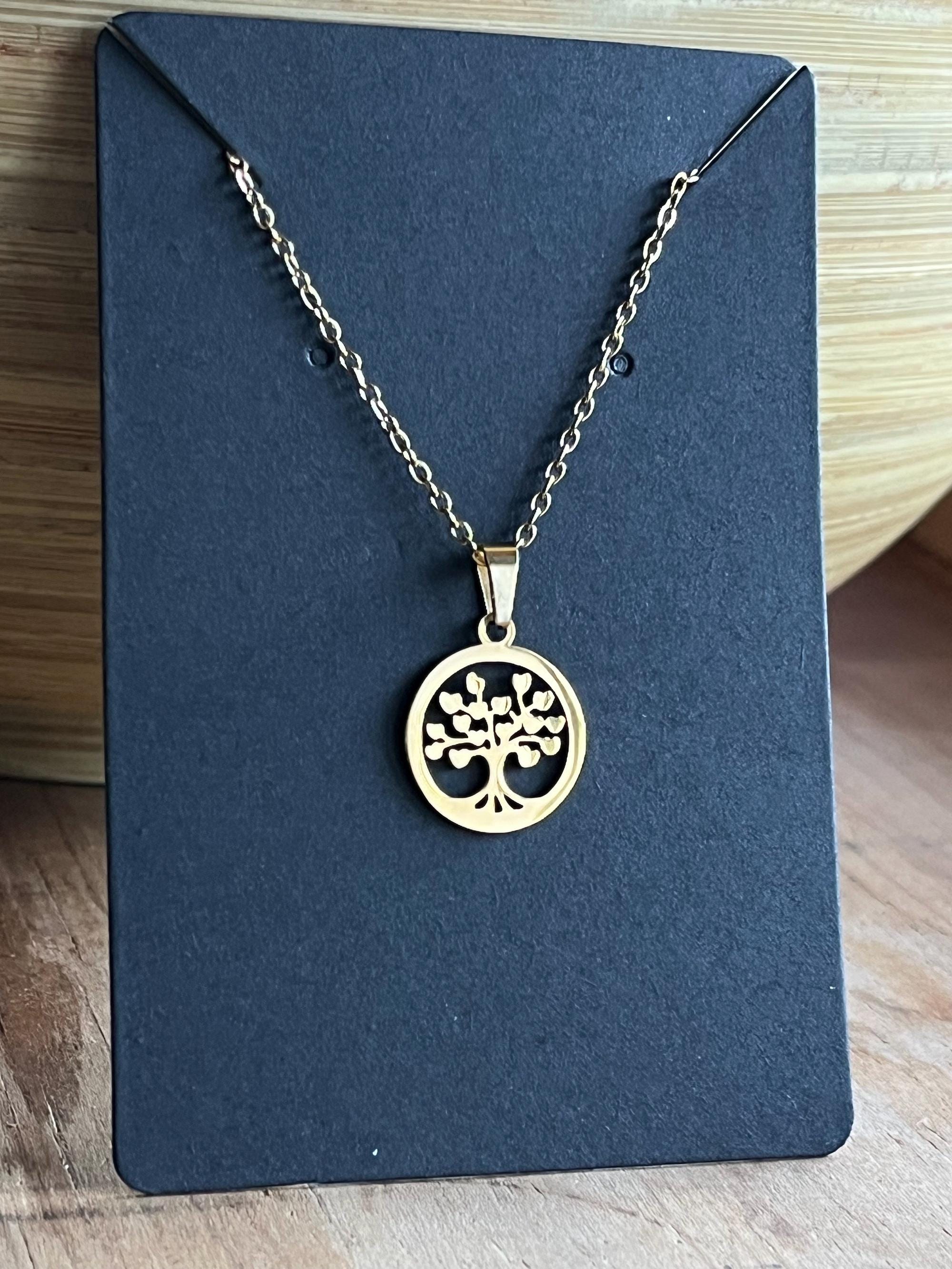 Collier Pendentif Feuille Arbre – Filigrane, Rose Doré, Bijoux Femme, Fait Main