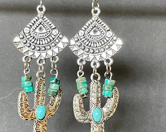 Kit boucles d'oreille cactus et turquoise