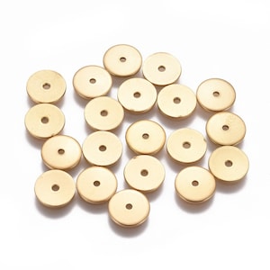 304 stainless steel spacer bead, flat round, 6 mm, set of 20 pcs