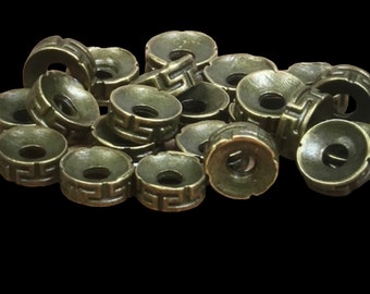 Perle intercalaire,heishi,métal bronze,7.5x3mm, trou: 2 mm,lot de 20 Pcs