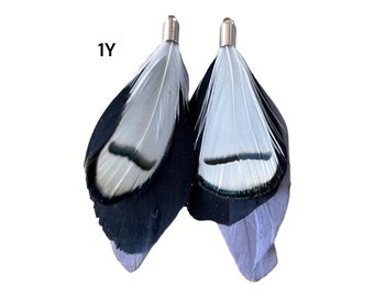 Exotic feather, sold in pairs, stainless steel tip, several models to choose from