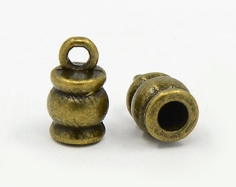 Embout baril, bronze antique, 10x3.5mm, trou 2 mm diamètre intérieur 3 mm,lot de 10