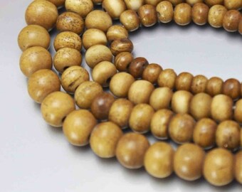 Coffee-colored yak bone bead, mala bead, meditation, Tibet, 6mm, set of 10 beads