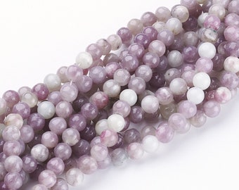 Perles de jade lavande clair ronde,naturel,Grade A,6 mm,lot de 20 perles