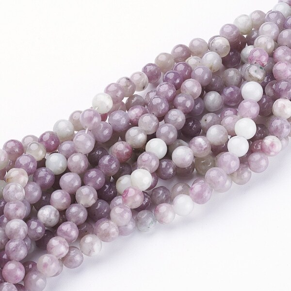 Perles de jade lavande clair ronde,naturel,Grade A,6 mm,lot de 20 perles