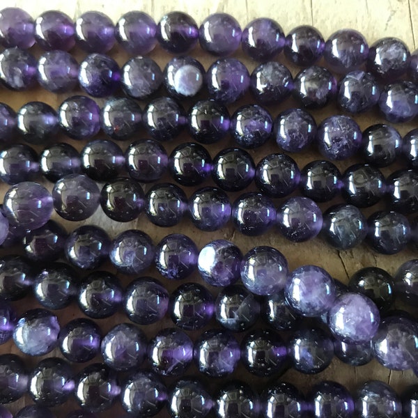 Perle Amethyste naturelle, de Madagascar,grade AA ,8mm