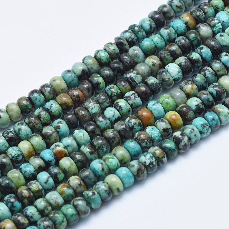 Perles en turquoise africaine naturelle ,6x34mm, trou 1mm,lot de 20 perles image 1