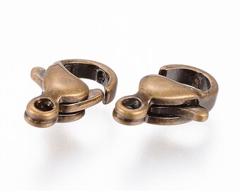 Verschlüsse Edelstahlkarabiner 304, antike Bronze, 12mm, 10er Set