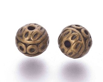 Perle Intercalaire métal bronze,8 mm,lot de 10 perles