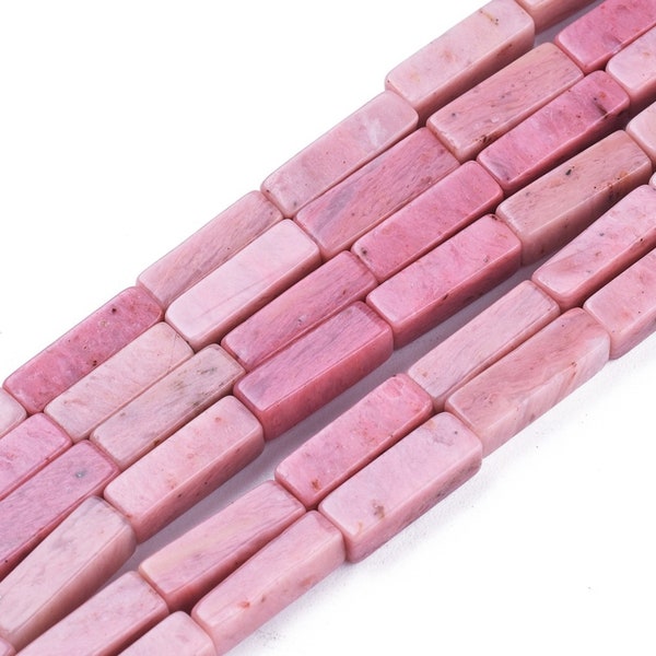 Perle tube en rhodonite cuboïde,11 mm,lot de 20 perles