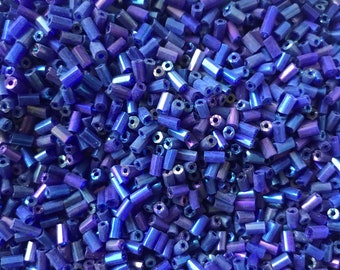 Blue glass batonet seed bead, sold in packs of 10 grs