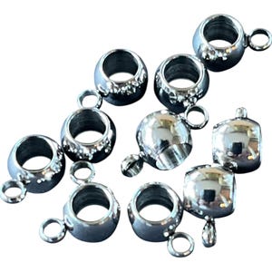 304 Stainless Steel Round Bails, for 3mm Cord, Pack of 10