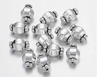 Interlayer pearl in antique silver metal,7 mm,lot of 10 beads