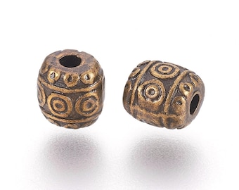 Bronze metal spacer metal bead, 6 mm, 20 beads