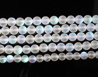 Frosted moonstone crystal bead 6 mm, lot of 20 beads