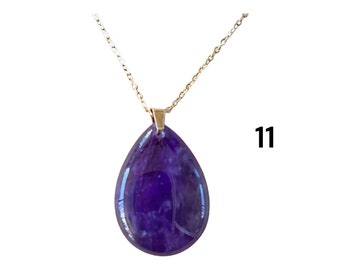 Natural amethyst drop pendant, stainless steel bail 35 mm