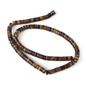 Strand of Approx 119~131 Tiger Eye Beads, Flat Round/Disc, 6x3mm, Hole: 1mm,