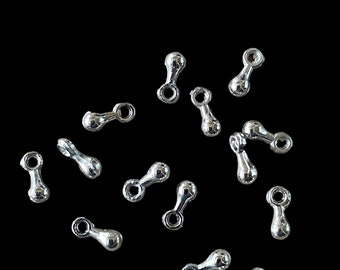 Breloque goutte,lot de 40,métal argent,7mm x 3mm