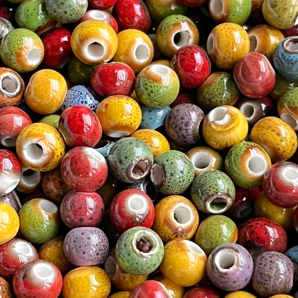 Ceramic beads from Peru, 6 mm, mixed color, set of 20 beads