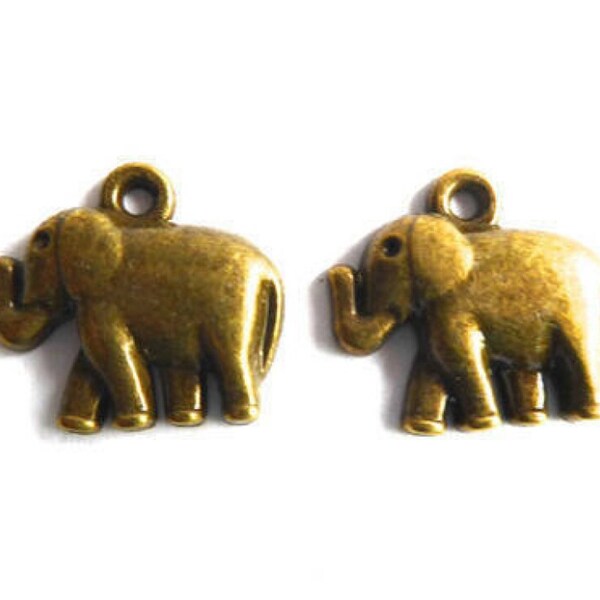 Breloques éléphant en métal bronze,Lot de 9