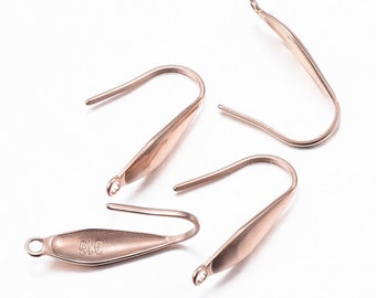 Earring hook support, rose gold stainless steel, set of 10 Pcs