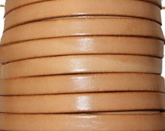 Flat leather, 10 mm natural strap, sold by 20 cm