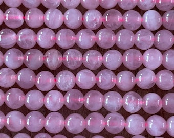 Perle quartz rose naturelle ronde,4 mm trou: 1 mm,fil de 90 perles