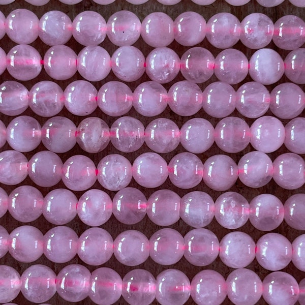 Perle quartz rose naturelle ronde,4 mm trou: 1 mm,fil de 90 perles