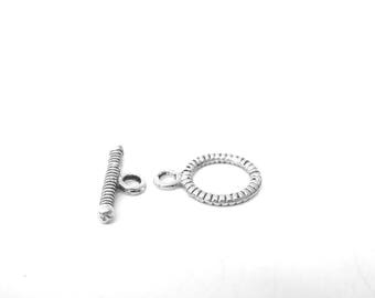 Fermoir toggle,14 mm,métal argent,lot de 10 Pcs