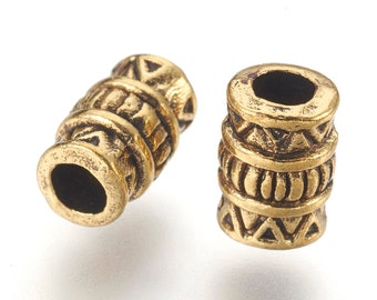 Mid Bead,Zinc Alloy,Tube,Antique Gold,4.5 mm,Set of 20 Pcs