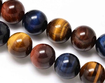 Perle oeil de tigre,Natural Tiger Eye Bead,grade A,6 mm,lot de 20 perles