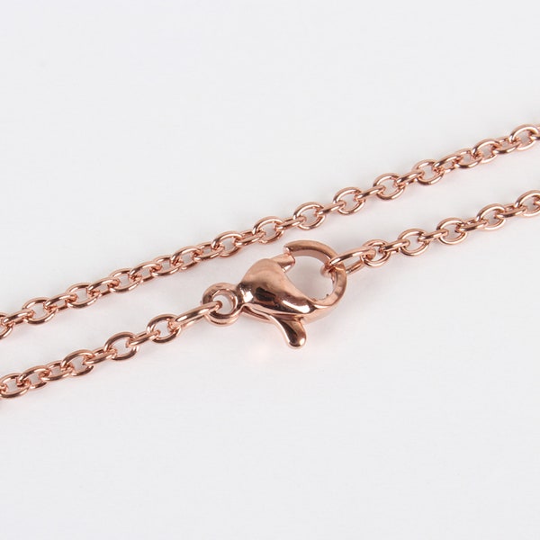 Collier 45 cm en acier inoxydable or rose,vendu par deux