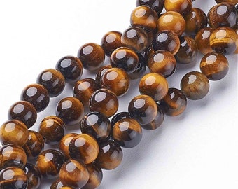 Perle oeil de tigre,Natural Tiger Eye Bead,grade AA,8 mm,lot de 10 perles