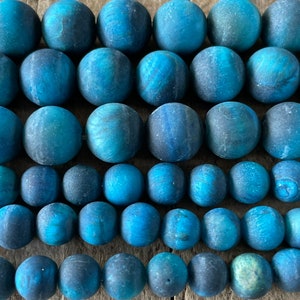 Matte frosted turquoise blue tiger's eye bead, grade A, 8 mm, set of 10 beads