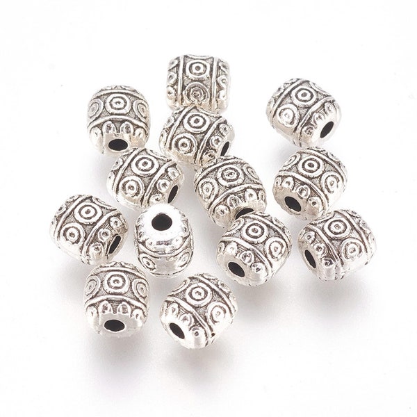 Perle métal intercalaire métal argent,6 mm,20 perles