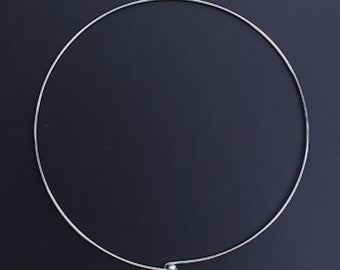 Collier ras de cou,acier inoxydable 304,m argent,jonc,rigide,45cm,fermoir boule