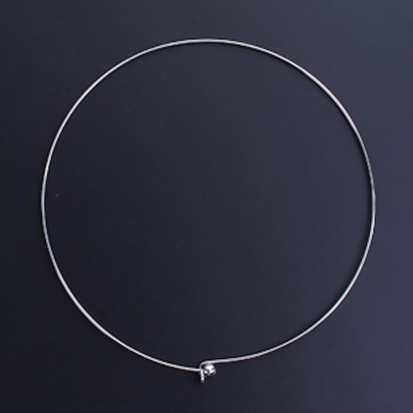 Collier ras de cou,acier inoxydable 304,m argent,jonc,rigide,45cm,fermoir boule