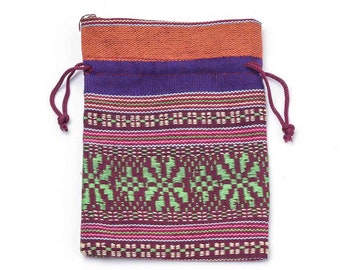 Gift bag, ethnic, cotton, rectangular, 10cm x 14cm, set of 10