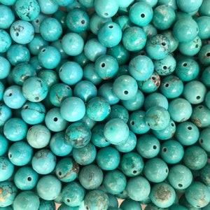 Natural turquoise bead from Mexico, round, 6mm, lot of 20