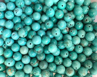 Perle de turquoise naturelle du Mexique,ronde,6mm,lot de 20