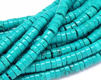 Perles turquoise sinkiang heishi plat rond, 6 mm,lot de 20 perles